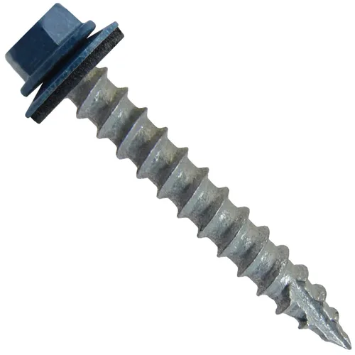 Vista 9 de Tornillos para techos de metal #14 (750) Tornillos x 1-1/2 "ABC Gris Arandela hexagonal Tornillo de techo de chapa metálica para techo.