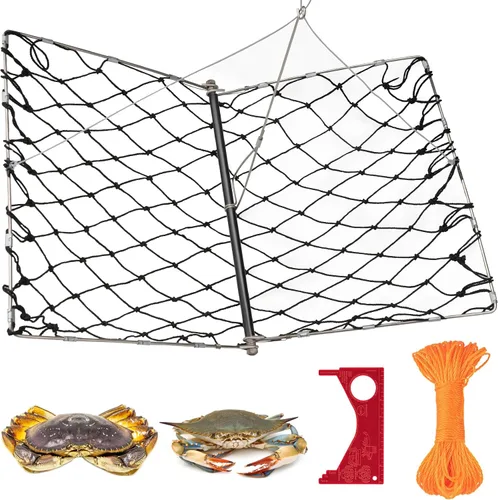 Vista 9 de QualyQualy Kit de trampa de cangrejo moldeable red plegable con cuerda