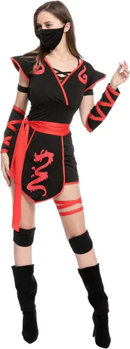 Vista 3 de Spooktacular Creations - Disfraz de ninja para adultos para Halloween, para mujer, para fiesta de disfraces, truco o trato, fiesta de cosplay (S)