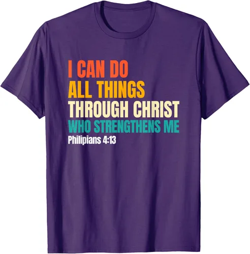 Vista 48 de I Can Do All Things Through Christ Christian Faith Camiseta, Negro, S