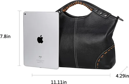 Vista 4 de Heshe Monederos vintage de cuero genuino para mujer bolso cruzado con asa superior bolso cruzado de diseñador para mujer y carteras largas con clip