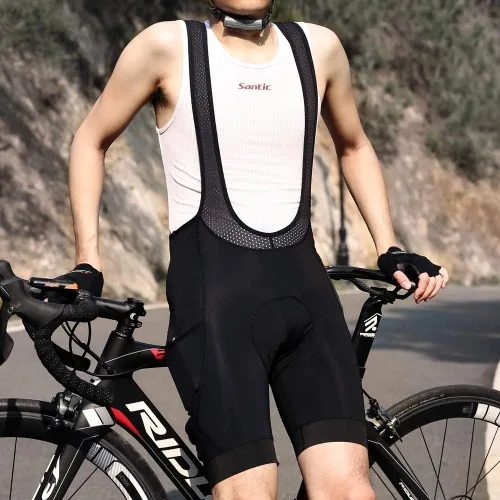 Vista 6 de Santic Pantalones cortos de ciclismo para hombre, acolchado 4D, transpirable, para ciclismo de carretera, ciclismo, ciclismo, ciclismo, gel de viaje