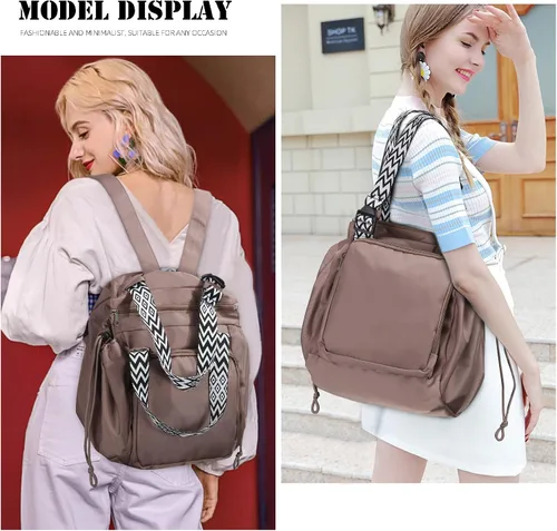 Vista 3 de Large Capacity Portable Backpack Tote Bag For Car Travel, Lightweight Foldable Nylon Shopping Bag with 15 Pockets