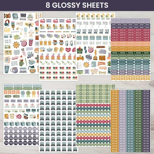Vista 2 de bloom daily planners Calcomanías para Planificador Workday Essentials - Paquete Variado de Productividad para Profesionales de Negocios - 8 Hojas