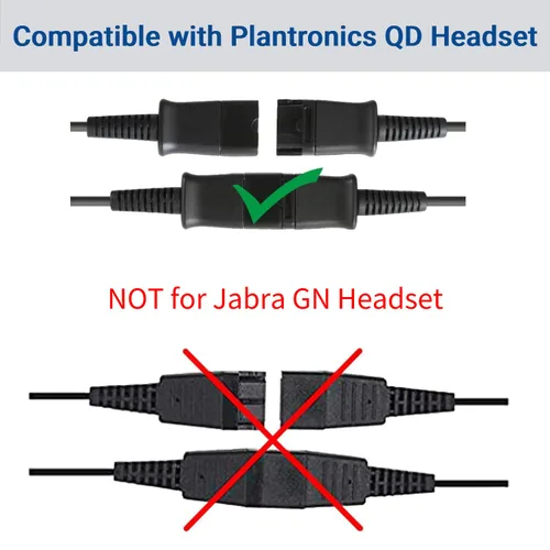 Vista 5 de Adaptador U10P-S RJ9 a QD HIS Cable para auriculares de desconexión rápida Plantronics Cable de bobina compatible con Yealink T20P T21P T26P T23G