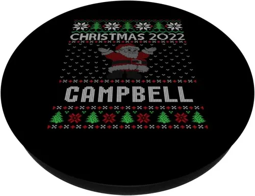 Vista 2 de Funny Matching Ugly Christmas Personalized Name Campbell PopSockets Swappable PopGrip