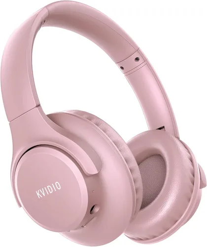 Vista 10 de KVIDIO Auriculares Bluetooth sobre la oreja, 65 horas de reproducción, inalámbricos con micrófono, auriculares ligeros plegables de baja latencia