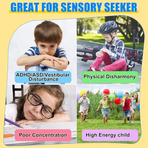 Vista 5 de Silla giratoria para niños autistas, silla giratoria sensorial para niños con autismo, TDAH, juguetes sensoriales para sentarse y girar para niños
