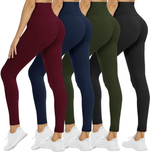 Vista 7 de NexiEpoch - Paquete de 4 leggings suaves para mujer, con bolsillos, control de abdomen y cintura alta, pantalones capri para yoga y ejercicio