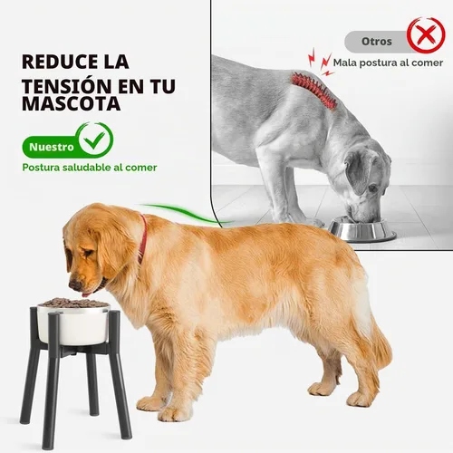 Vista 2 de Soporte Ajustable Elevado para Cuenco de Perros de 7-10.6" de Diámetro para Comida y Agua - Comedero Elevado de 11" de Altura para Mejorar