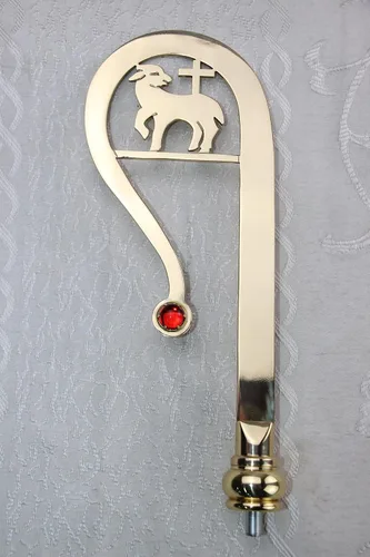 Vista 2 de Haolin Arts Crafts 73.22 "H Crosier Brass G-29. Nuestra compañía tiene 48 tipos de crozier para su elección.