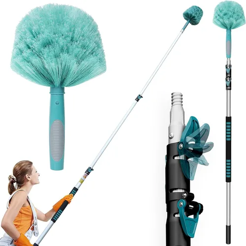 Vista 11 de Kit de plumero de gran alcance de 20 pies TelesPro con poste de extensión de 5-12 pies, kit de limpieza para techos altos y limpieza de ventanas