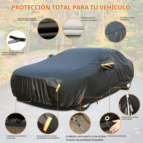 Vista 2 de Tecoom Funda impermeable para todo tipo de clima, resistente al viento, protector de granizo con forro polar y puerta con cremallera, protección