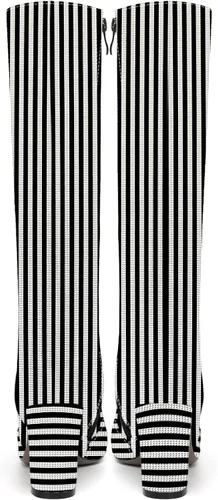 Vista 123 de AMBELIGHT Botas altas hasta la rodilla con cremallera y puntera puntiaguda para mujer, de patente sólida, tacón alto, 3.3 pulgadas