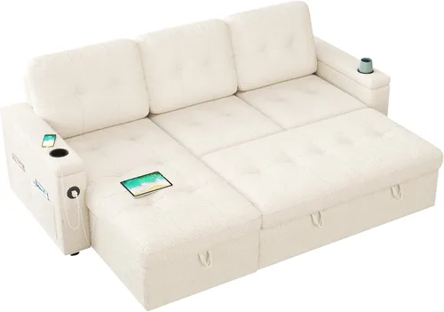 Vista 6 de PaPaJet Sofá cama de 84 pulgadas, sofá cama con almacenamiento, sofá