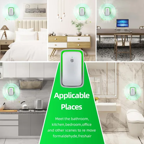 Vista 8 de Purificador de aire enchufable actualizado 2026 para el hogar, ionizador de aire iónico para polvo de humo con olor de mascotas, generador de iones