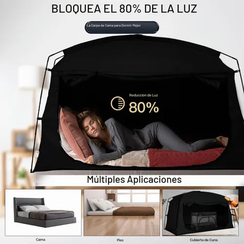 Vista 3 de Bed Tent,Portable Privacy Sleeping Bed Canopy,Blackout 90% Drapes for Kids and Adult,Indoor Space Tent with Breathable Large Mesh Windows