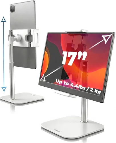 Vista 8 de COOPER TabStand, Soporte para iPad de 20" de Alto para Escritorio, Soporte de Monitor Portátil hasta 17" Soporta 4.4 lb, Soporte de Escritorio