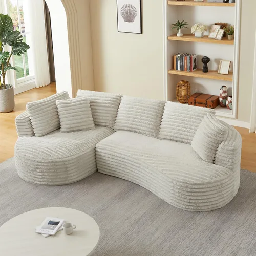 Vista 18 de JUSTONE Sofá modular moderno de 104.72 pulgadas, cómodo sofá de asiento profundo con 2 almohadas para sala de estar, dormitorio, apartamento