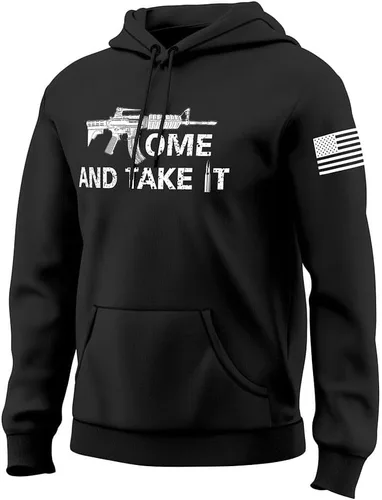 Vista 3 de Fantastic Tees Come and Take It 2nd Amendment Gun Rights Men's Hoodie Sweatshirt