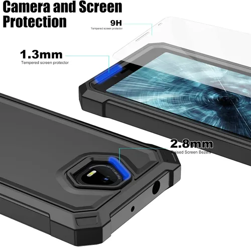 Vista 6 de Ailiber Funda para teléfono Volt SV55, Schok SV55 y protector de pantalla (SV55216), protección de estructura de doble capa, parachoques de TPU