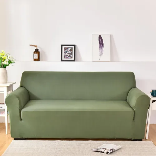 Vista 2 de Funda elástica para sofá de color sólido para sofá de 1/2/3/4 plazas, fundas para sofá modular en forma de L, protector de muebles con fundas
