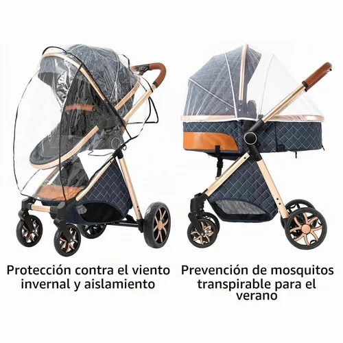 Vista 8 de Cochecito de bebé 2 en 1 con modo moisés, cochecito reversible, plegable con un solo clic, cochecito de viaje para recién nacido, cochecito