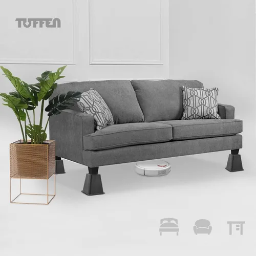 Vista 3 de Elevadores de cama resistentes, elevadores de muebles de 6 pulgadas para cama de dormitorio, mesa y sofá, soporta hasta 1500 libras (juego de 4)