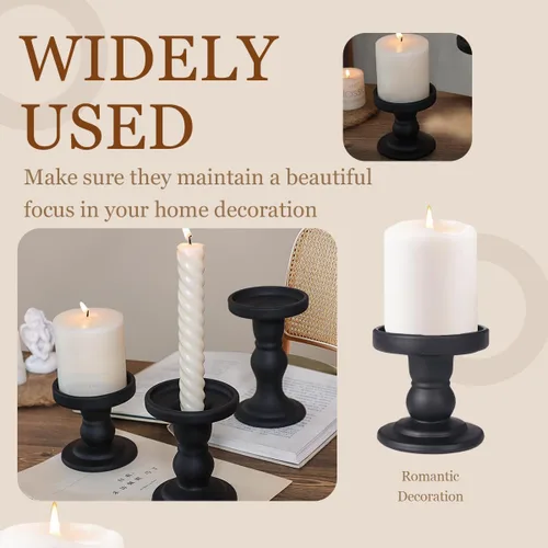 Vista 5 de Portavelas de cristal negro mate y soporte de vela cónico para centros de mesa de boda y decoración de mesa del hogar