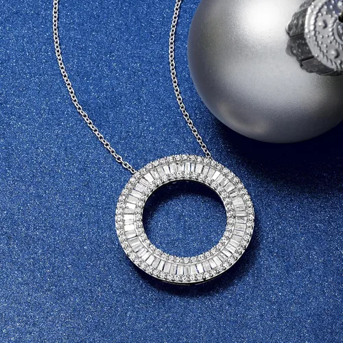 Vista 2 de Ross-Simons 1.00 ct. t.w. Diamond Circle Pendant Necklace in Sterling Silver
