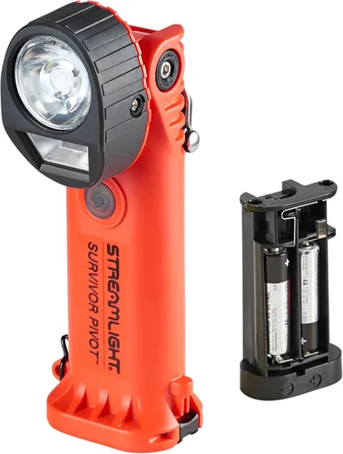 Vista 7 de Streamlight 91800 Survivor Pivot 325 lúmenes linterna de ángulo recto articulada de doble haz con baterías alcalinas y clip, naranja