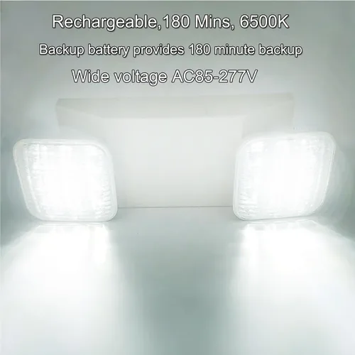 Vista 9 de LED Emergency Lights with Battery Backup 6 Pack, Commercial Emergency Lights Fixture Two Head Adjustable, Hardwired Emergency Light for Business