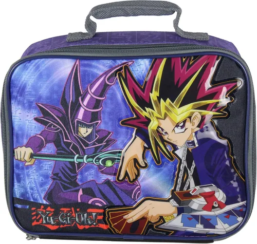 Vista 2 de Bioworld Yu-Gi-Oh - Lonchera con aislamiento de mago oscuro, bolsa de almuerzo con soporte para tarjetas intercambiables, 10 pulgadas