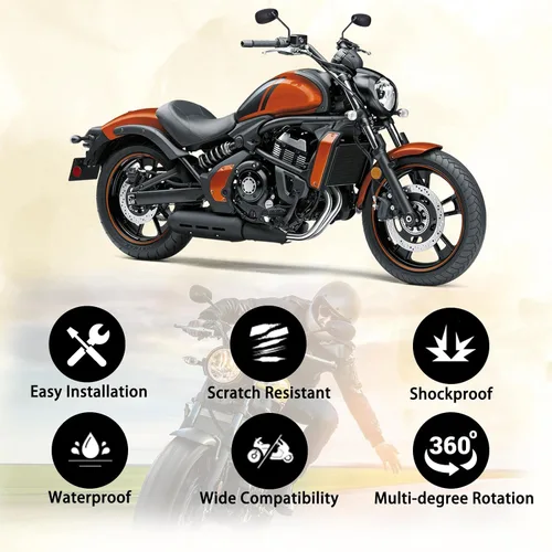 Vista 2 de DREAMIZER Espejo Negro de Motocicleta de 10mm Universal Espejos Retrovisores Laterales de Motocicleta Compatible con Street Bike Scooter Cruiser