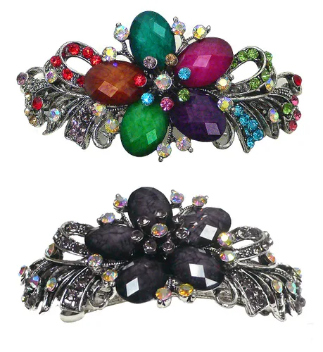 Vista 12 de Paquete de docenas de pasadores grandes jcgy con cristales brillantes, pinzas para el cabello gruesas, 1 unidad de 12 colores, 0052-D
