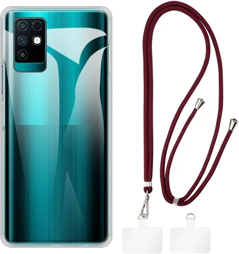 Vista 12 de Funda y cordón para Infinix Note 10 - transparente+negro Juego de 6.95 pulgadas que incluye funda protectora y correa desmontable para el cuello