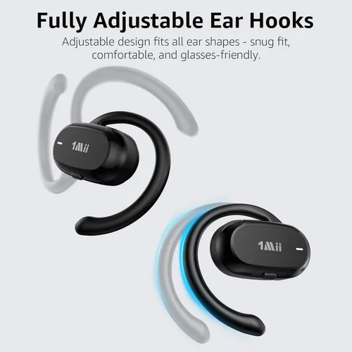 Vista 3 de 1Mii Auriculares E35 de oreja abierta, auriculares Bluetooth 6.0 verdaderamente inalámbricos, ganchos ajustables para todas las formas de oído