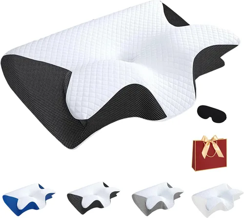 Vista 12 de Almohada de alivio de alta calidad, almohada ergonómica 2 en 1 con funda, almohadas ergonómicas de espuma viscoelástica para alivio del cuello