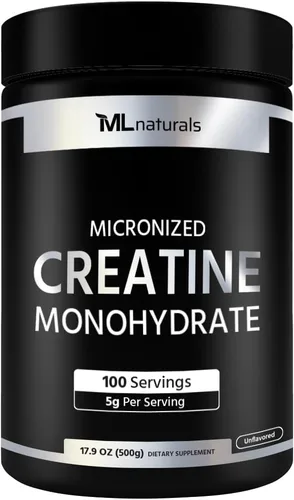 Vista 3 de ML Naturals Monohidrato de creatina micronizada 0.18 oz (por porción) - 300g (10.5oz) - 60 porciones - Apoya el crecimiento muscular y la fuerza