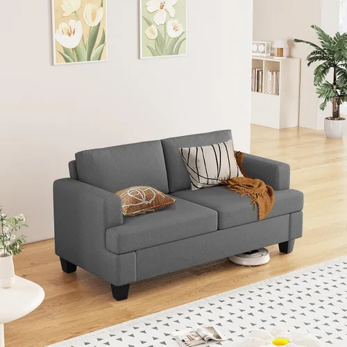 Vista 17 de Furnimart Sofás Seccionales para Sala de Estar, Modernos 2 Sofás de Dos Plazas y Sofá de 3 Plazas, Juego de Sofá de Asiento Profundo Color Crema