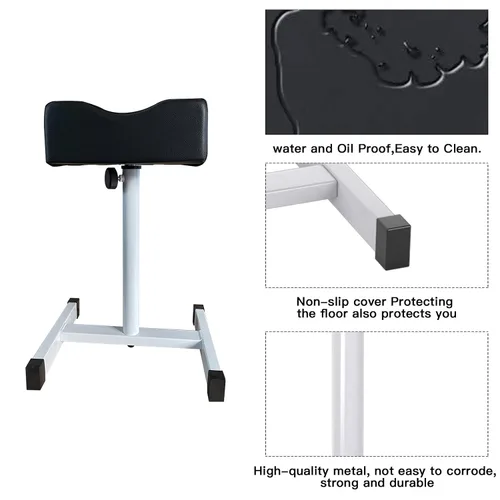 Vista 3 de CHAOEEMY Reposapiés de pedicura, taburete de pedicura de altura ajustable, soporte de pedicura para salón en casa, tatuaje, tecnología de uñas Negro