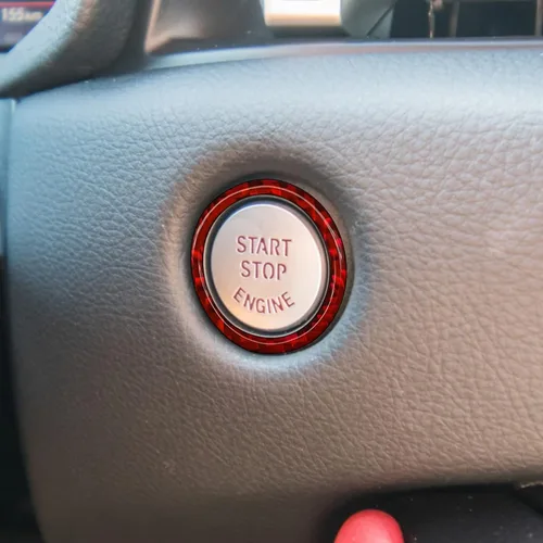 Vista 3 de Cubierta de anillo para botón de arranque del motor, fibra de carbono, sin llave, botón de arranque con un clic, adhesivo para el panel de ajuste