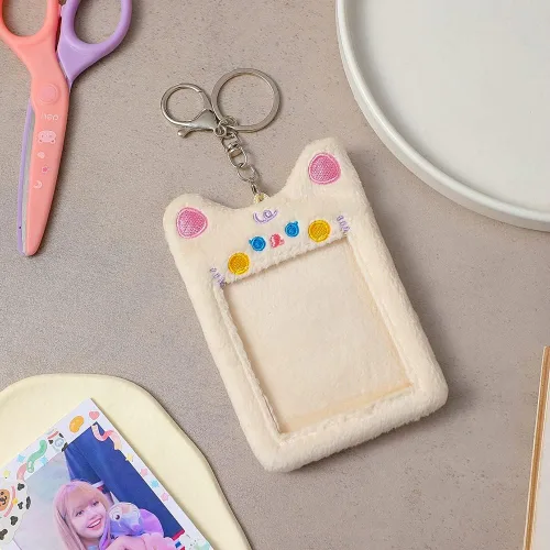 Vista 10 de Kpop Y2K - Soporte para tarjeta de fotos de felpa Kawaii de 3 pulgadas, funda para fotos de animales, tarjeta de crédito, protector de papelería