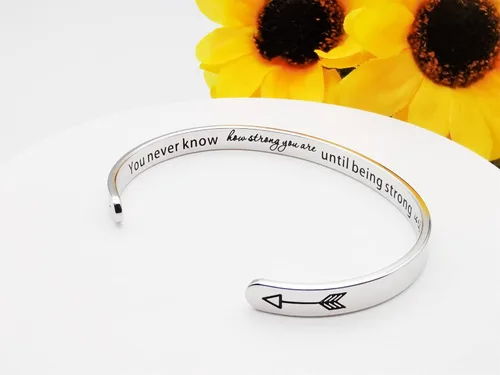 Vista 131 de Pulseras inspiradoras para mujer, joyería de acero inoxidable, con refranes, pulsera motivacional con mensaje oculto, pulseras grabadas para mejor