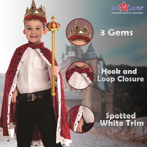 Vista 3 de Dress Up America Corona y bata de rey - Disfraz de rey para niños - Talla única