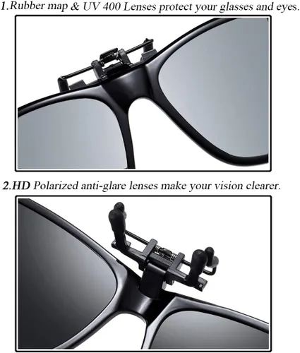 Vista 3 de Gafas de sol polarizadas con clip antirreflejos, protección UV, gafas de sol para conducir sobre gafas graduadas