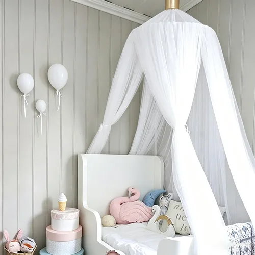 Vista 12 de ESUPPORT Toldo de cama de princesa, cúpula de encaje, mosquitera, tienda de campaña para colgar decoración del hogar, cortinas de red, rincón de Azul