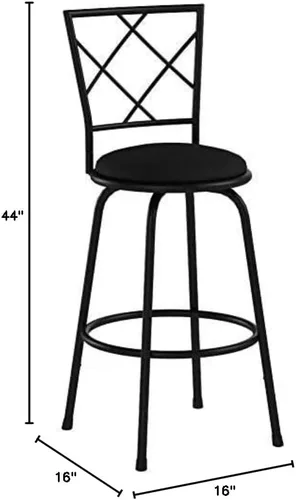 Vista 2 de Monarch Specialties 2375 Taburete, juego de 2, giratorio, altura de barra, metal, aspecto de piel sintética, negro, contemporáneo, taburete de bar