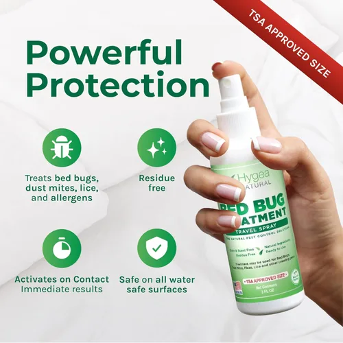 Vista 2 de Hygea Natural - Aerosol natural para piojos, ácaros y chinches para viajes - Tamaño aprobado por la TSA – Apto para niños y mascotas – Resultados