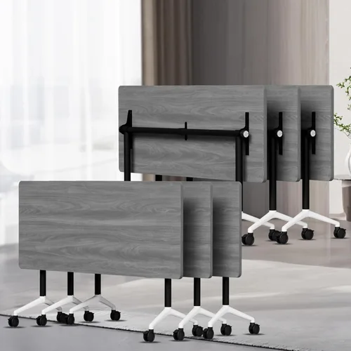 Vista 12 de Mesa de conferencias con tapa abatible, mesa modular plegable para sala de conferencias con ruedas, mesa de sala de reuniones con ruedas, moderna